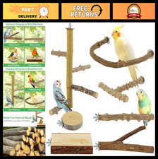 7PCS Natural Wood Bird Perches for Cage, Parrot Stand, Cockatiel  Budgie Access