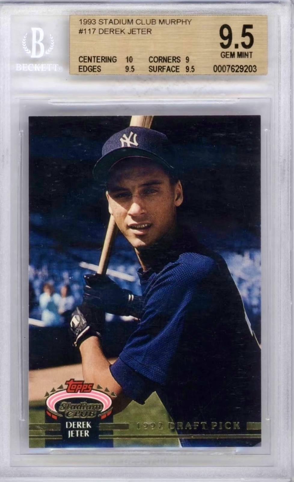 Derek Jeter Rookie 1993 Topps Stadium Club Murphy #117 RC GEM MINT BGS 9.5