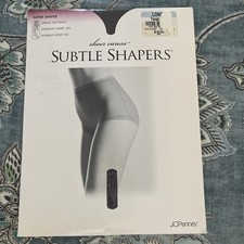 Vtg JCPenney Super Shaper Control Top Pantyhose Long Taupe Sheer Toe 5 10 155 Lb