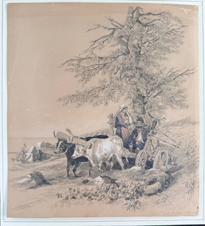 Ox team with Junder family drawing 1852 Wismes J.B.