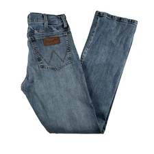 Wrangler Retro Slim Boot Jeans Mens 30x34 Blue Denim Stretch Medium Wash