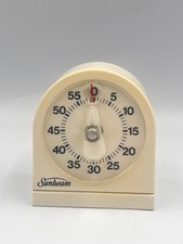 Vintage Sunbeam Mechanical Kitchen Timer Plastic White Made in USA