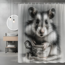 Hamster in Teacup Shower Curtain Animal Graphic