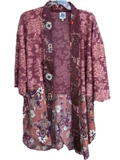 Ivy Jane Kimono Size M/L Velvet Mixed Media Bohemian Chic Festival Gypsy Hippie