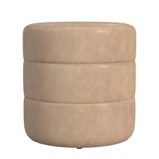 Upholstered Faux Leather Round Ottoman (No Lid, Seat Only) Home Décor | Round...