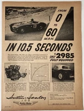 1955 Austin Healey 100 Print Ad From 0 - 60 In 10.5 Seconds
