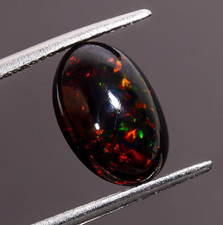 2.5 Ct Natural Black Ethiopian Opal Oval Shape Cabochon Loose Gemstone 12X8X5 mm
