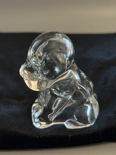 Federal Glass Mopey Dog Candy Container Clear Pressed Glass Puppy Vintage 1940s