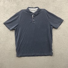 Tommy Bahama Shirt Mens Large Blue Polo Lyocell Polyester Blend Short Sleeve