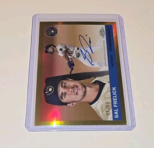 Sal Frelick 2025 Topps Chrome Platinum Gold Refractor Auto #'d/50 Card #CPA-SF view 2