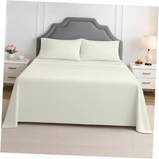 Sheet Set - 4 Piece Ultra Soft Brushed Microfiber Bed Sheets - 15" Queen Ivory