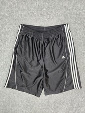 Adidas Polyester Shorts Vintage Black Sprinter Shiny Stripes Soccer Men's Sz XL