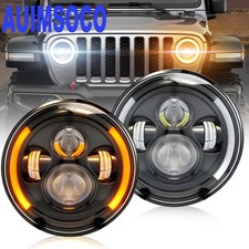 7" Inch Round LED Headlight Hi Low For Jeep Wrangler JK CJ LJ TJ Halo Angel Eyes