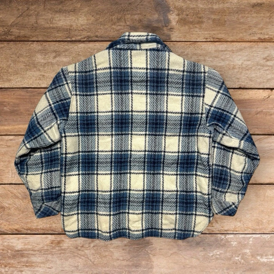 Chaqueta a Cuadros Vintage Años 70 CPO by Spiegel Para Hombres Mezcla de Lana Talla Grande Cazadora Azul Foto 3 de 4