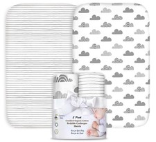 100 Organic Cotton 2 Pk Bedside Sleeper Bassinet Fitted Mattress Sheets Perf...