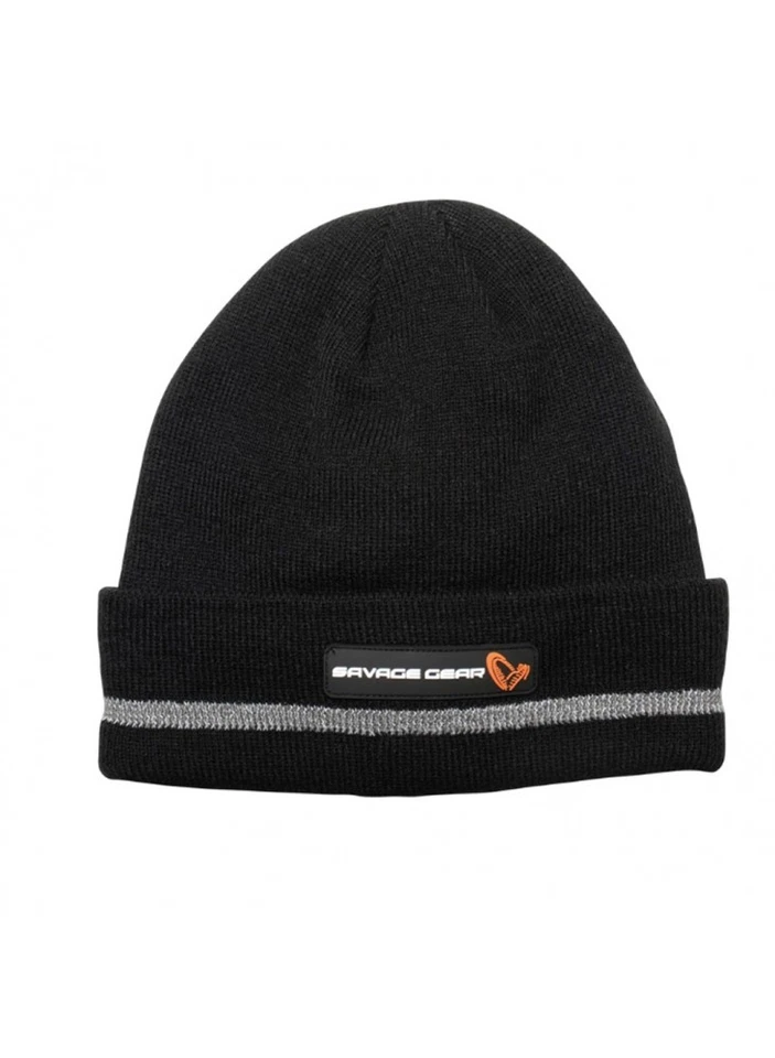 Savage Gear Logo Beanie Rock Black Reflex warme Angler Mütze One Size - Bild 1 von 1