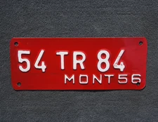 1956 Red Montana Trailer License Plate