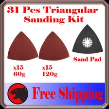 31 Pcs Triangular Sanding Kit Oscillating Multi Tool Pad Performax Ridgid Jobmax