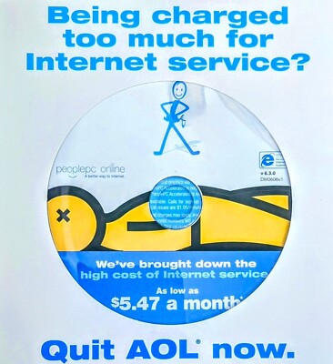 RARE ''QUIT AOL'' PeoplePC Online Collectible / Install Disc, Vintage Sign-up CD!