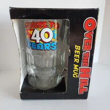 Beer Mug 40 Years Gift Glass Over The Hill Beer Mug Cheers To 40 Years w/ Handle