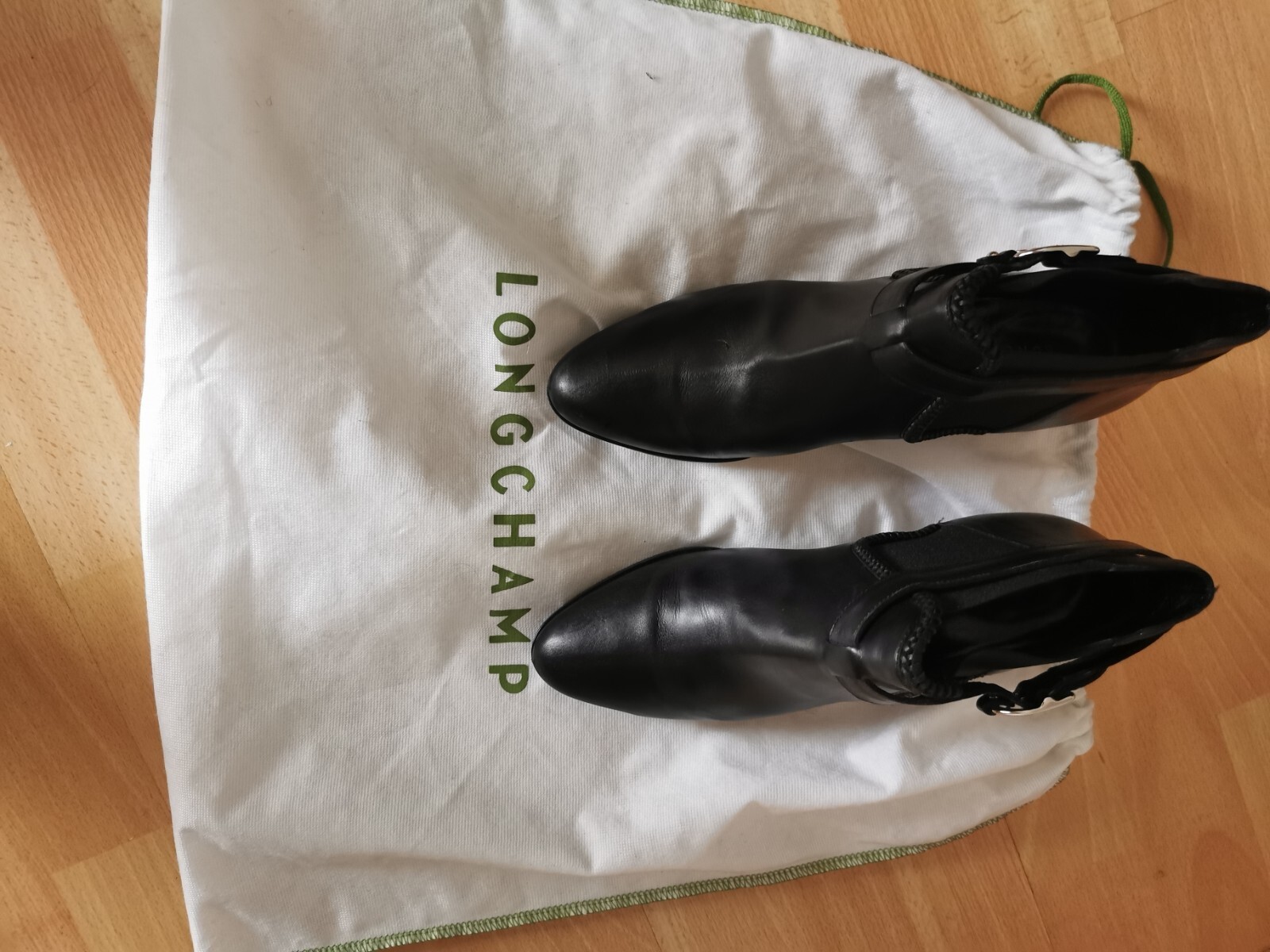 Women's Longchamp Black Leather Ankle Boots Size UK 7