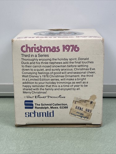 Christmas 1976 Walt Disney Ornament Donald Duck Huey Dewey Louie New In Box - Picture 4 of 6