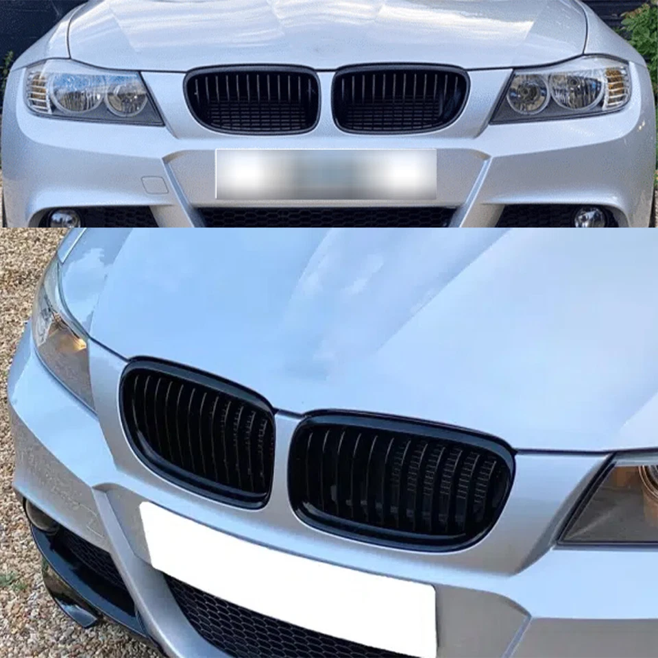 For 2009-2011 BMW E90 E91 LCI 325i 328i 4D Front Kidney Grill Grille Gloss Black - Изображение 3 из 4