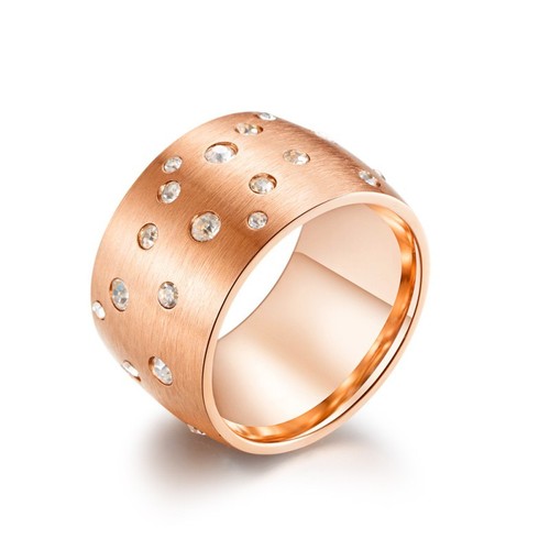 Silver/Rose Gold/Black Brushed Band Men's Titanium Steel Full of CZ Ring Sz 7-12 - Picture 11 of 15