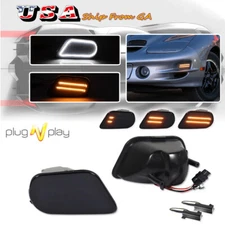 2x Smoked Switchback LED DRL Corner Parking Turn Signal Light For 98-02 Trans Am