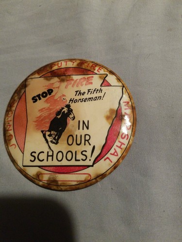 40s Arkansas Fire Skull 5th Horseman Fire Board Deputy Marshall Pin Pinback - Picture 4 of 5