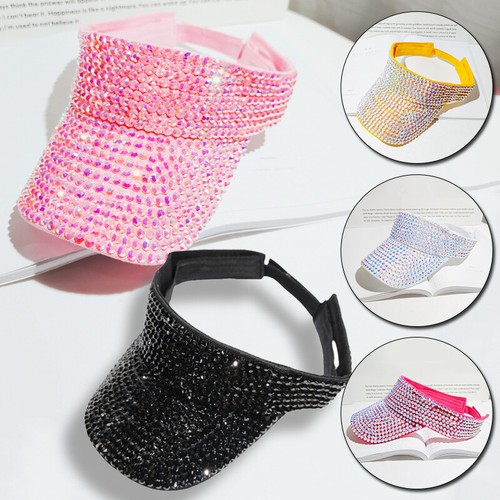Glitter Rhinestone Sun Visor Cap Sequin Sparkly Women Lady Summer Beach Sun Hat