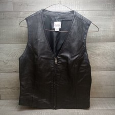 Black 100 Genuine Leather Lined Zip Up Vest Wilsons Leather Maxima Size M