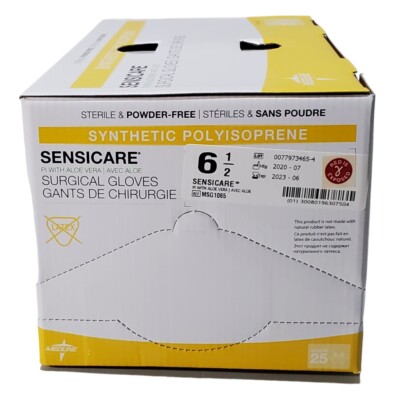Sensicare Surgical Gloves PI ALOE VERA Synthetic Sterile Size 6 1/2 25 pair 6/23