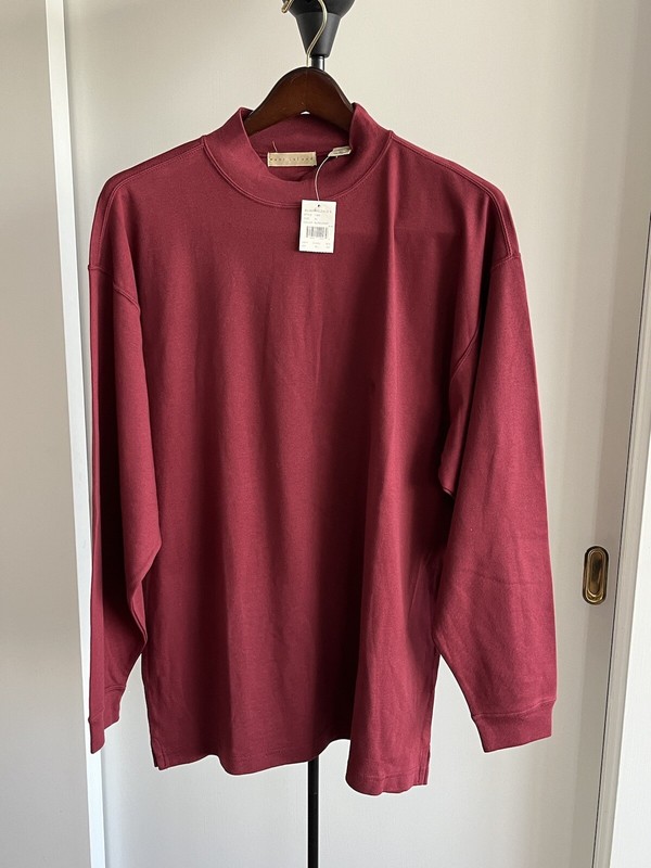 East Island Polo Mock Neck Shirt Mens 100% Cotton Long Sleeve Burgundy Wine XL