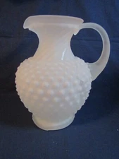 INDINIA VINTAGE CLEAR SATIN GLASS HOBNAIL PITCHER WITH  TWISTED TOP
