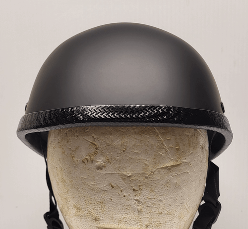 FLAT BLACK BEANIE HELMET LOW PROFILE BIKER MOTORCYCLE NOVELTY HELMET - Foto 4 di 5