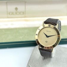 GUCCI 3000M 33mm GOLD DIAL VINTAGE SWISS MADE WATCH QUARTZ WITH BOX F930