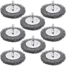 8 Pack 3inch Wire Wheel Brush for Drill 1/4 Inch Hex Shank Carbon Steel