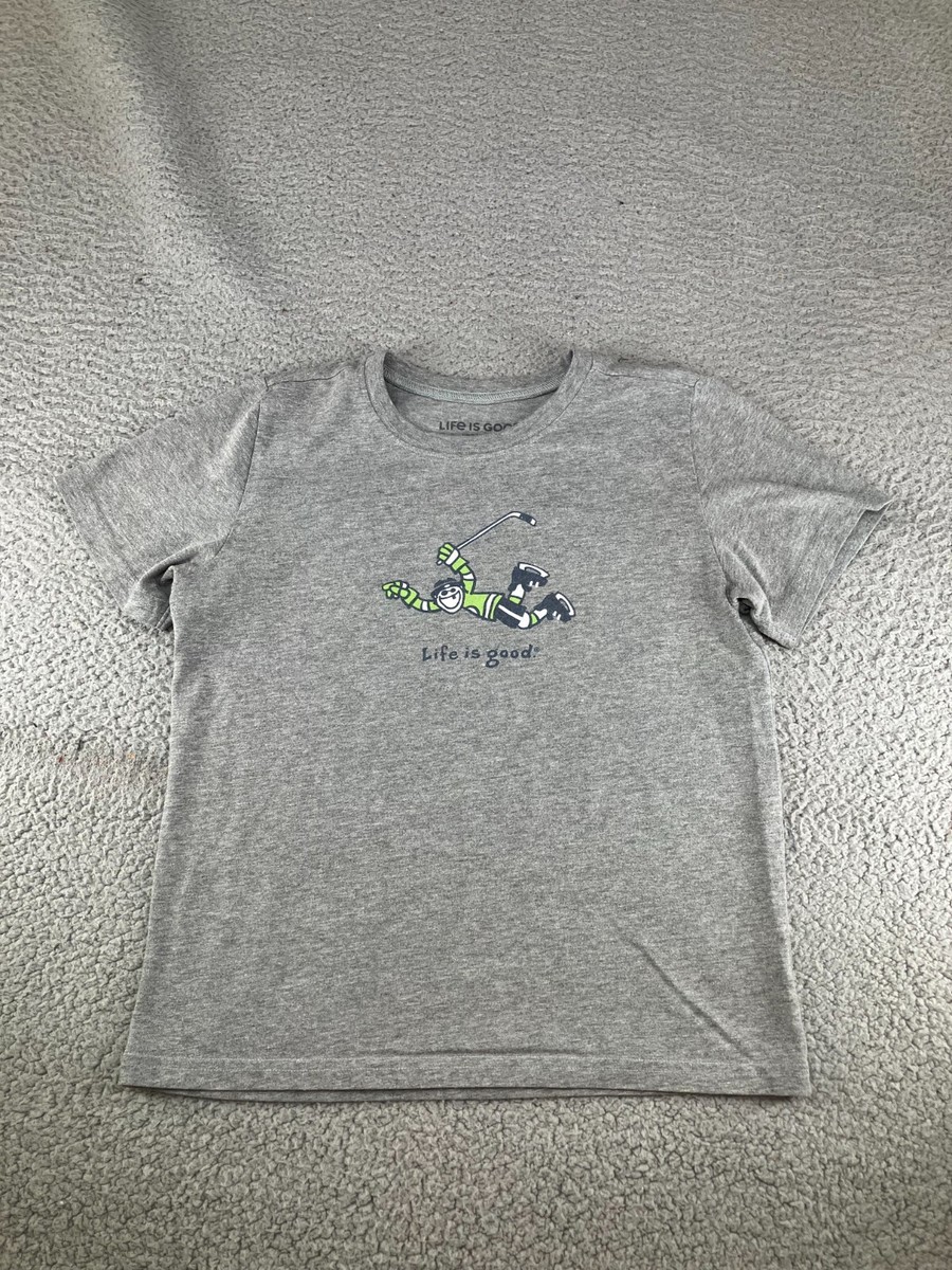 Life is Good Shirt Boys Extra Large XL Gray Crusher Tee Hockey