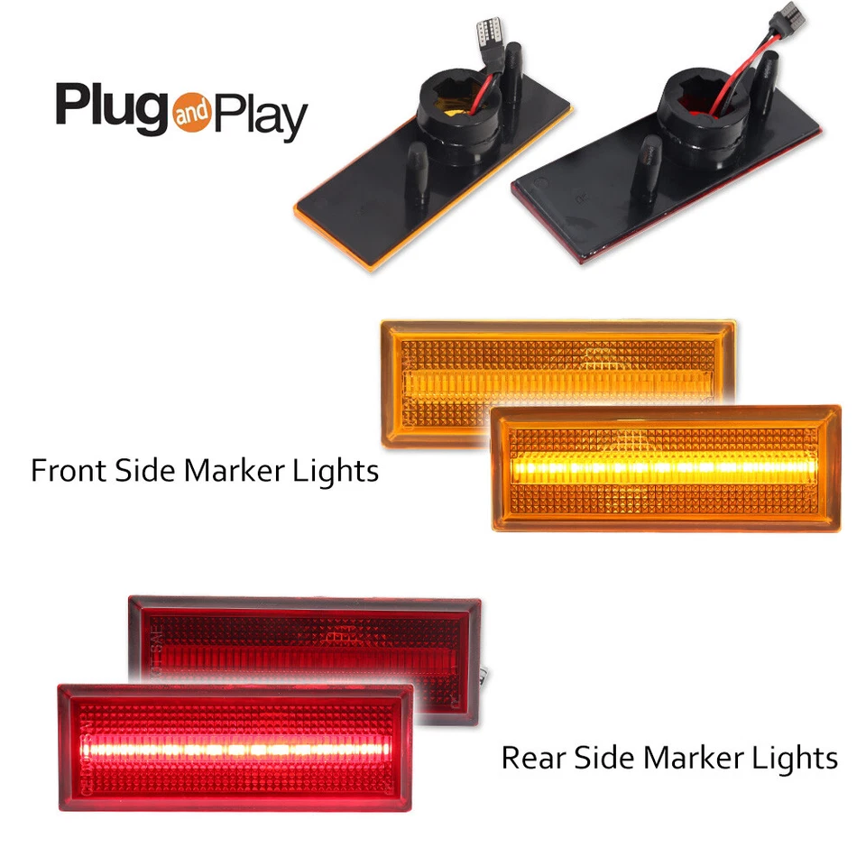 4X Amber Front & Red Rear LED Side Marker Light For 81-88 Oldsmobile Cutlass 442 - Image 2 of 4