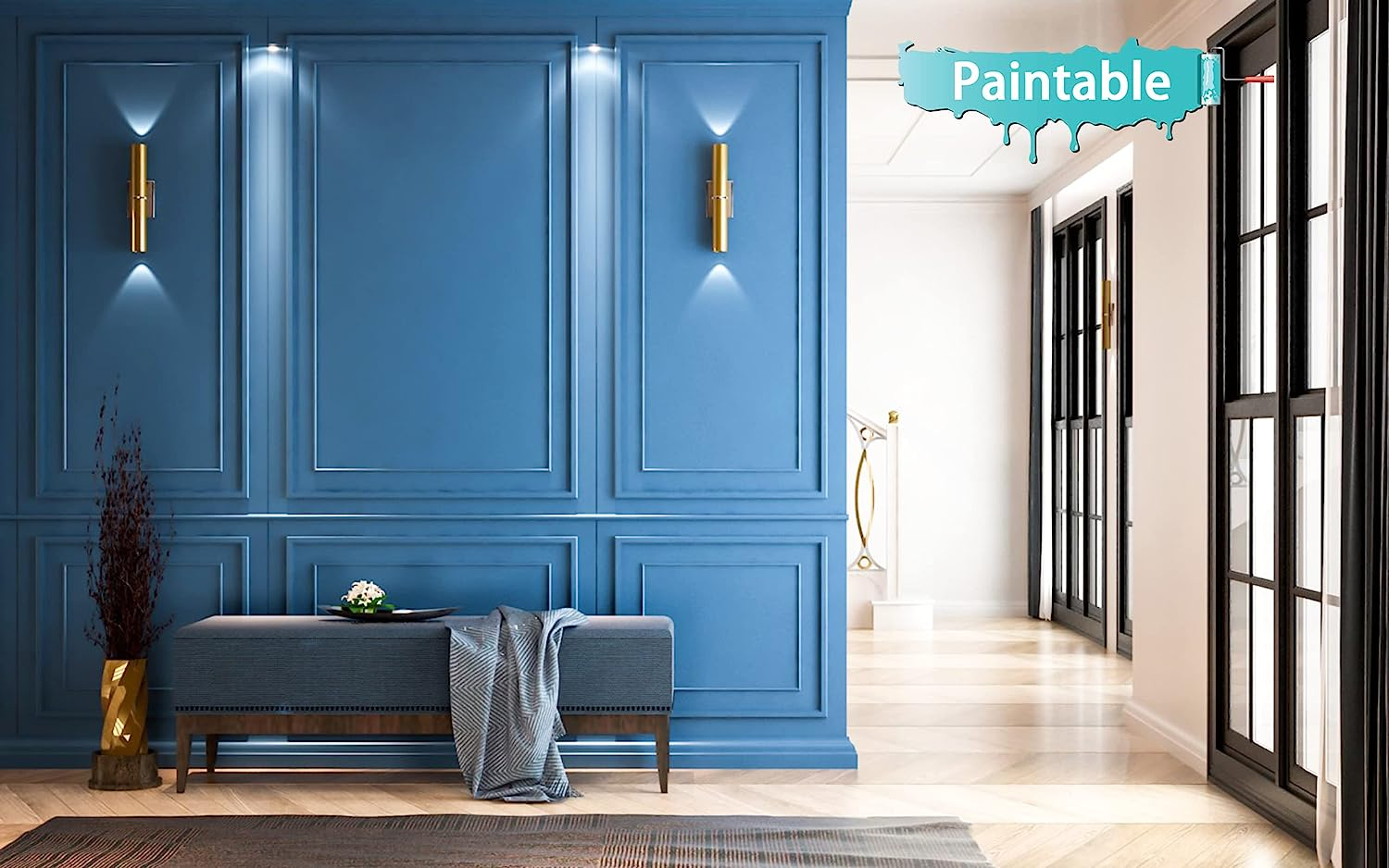 Peel and Stick Chair Rail Molding Panel, SelfAdhesive Wall Trim for