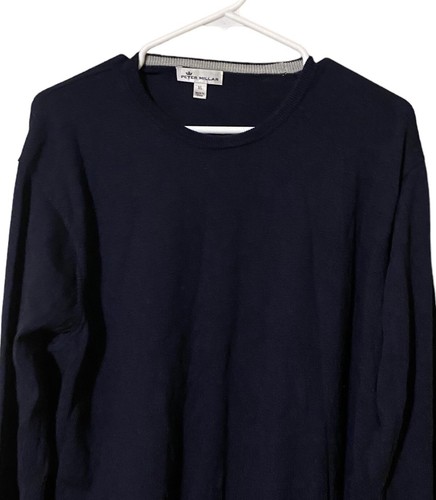 Peter Millar Crown Sweater Men’s XL Merino Wool Silk Navy Blue Pullover Comfort - Picture 11 of 15
