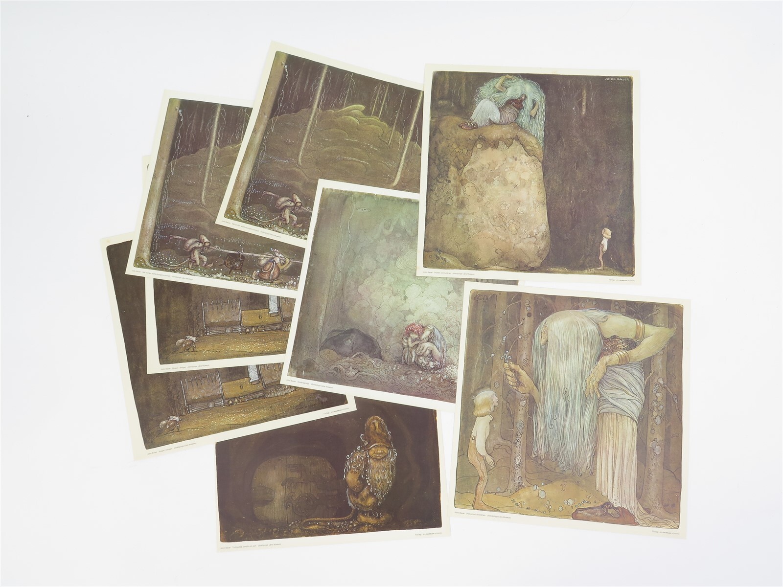 John Bauer (1882-1918) Sweden, Art Productions Set of 8 Prints of Fairy Tales