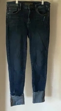Joe's Jeans Distressed Cropped Cotton Denim Jeans in a Dark Wash (27W x 26L)