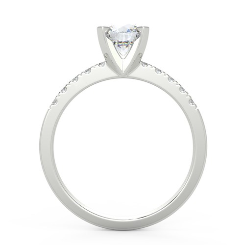 1.1 Ct Round Cut VS2/D Solitaire Pave Diamond Engagement Ring 14K White Gold - Picture 4 of 6