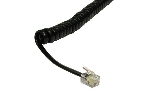 Telephone Handset Cable - Curly / Coiled RJ10 2m Uncoiled 40cm Coiled Black