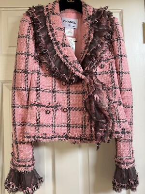 CHANEL VINTAGE 08A PRE-FALL NEW TAGS JACKET TWEED PINK Tulle