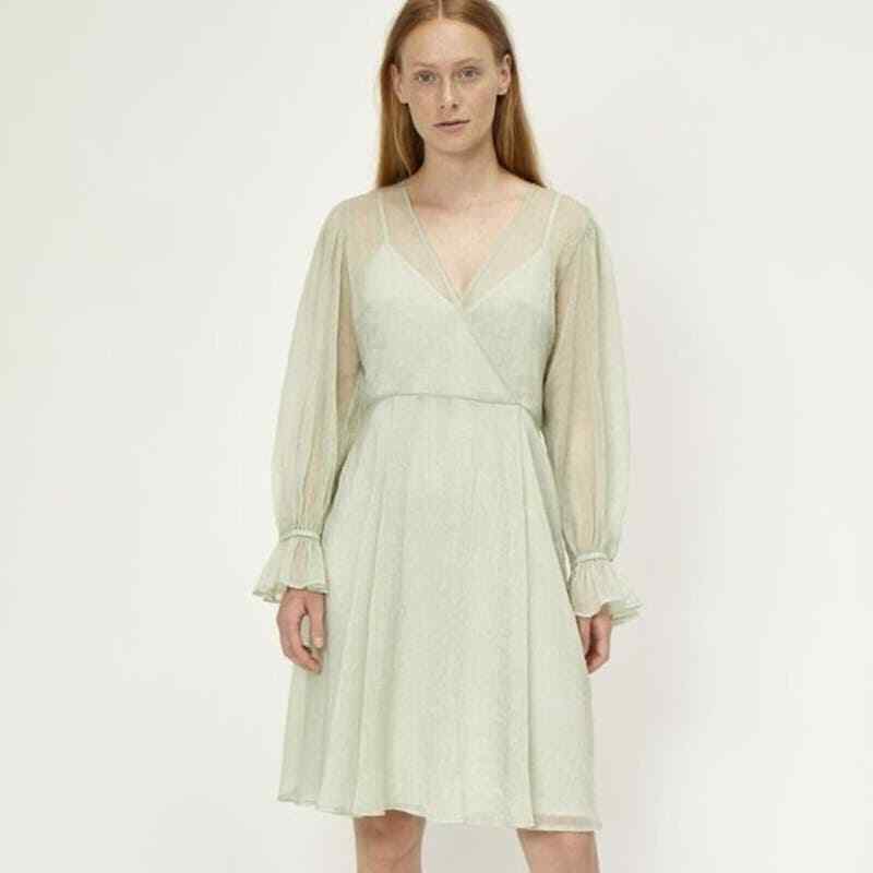 slim fit dress slacks Sage Green Chiffon Strapless A-Line Short Dress – Dreamdressy main image 0