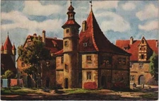 Old postcard Rothenburg Hegereiterhaus and Stiberleins Tower GERMANY (1076461)