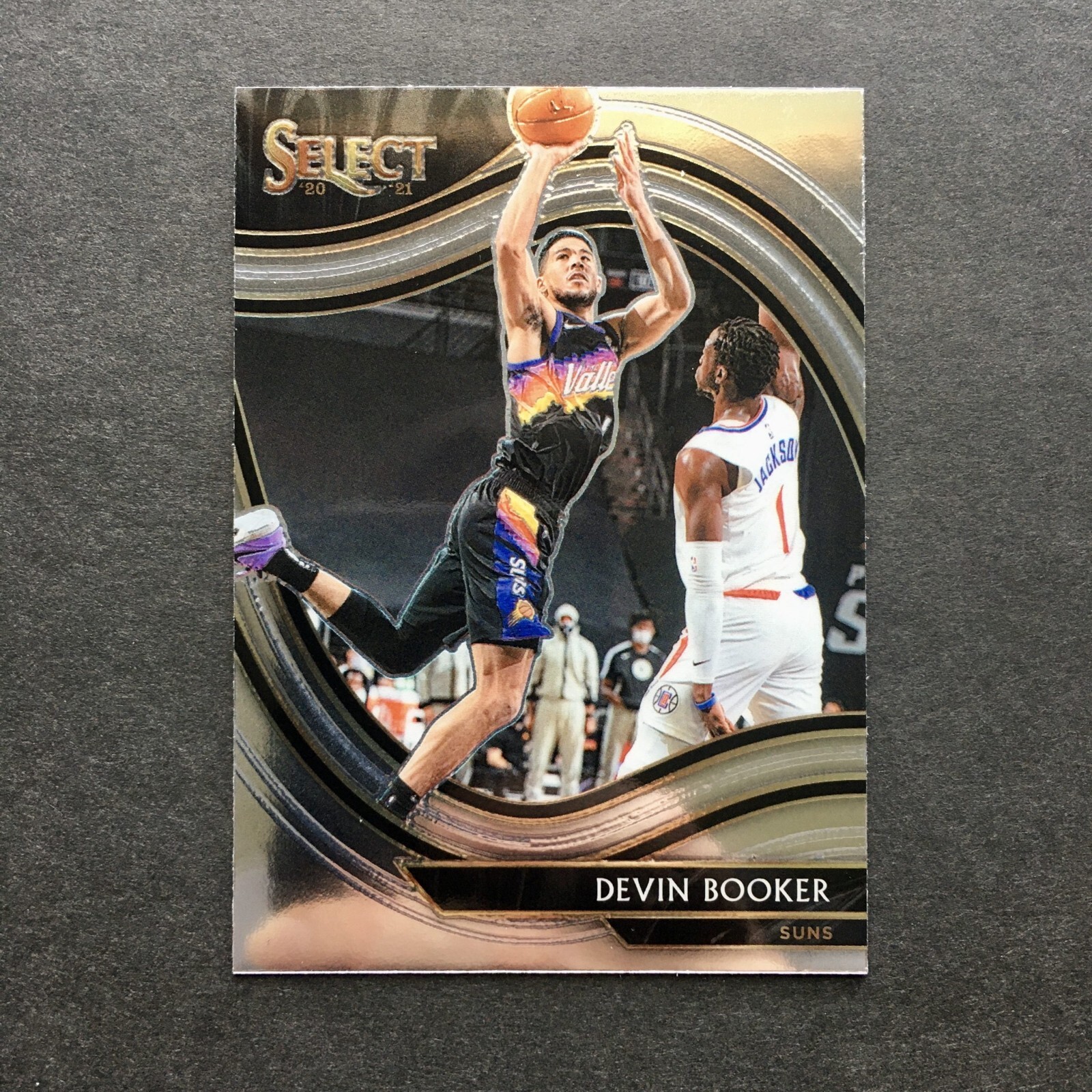 Devin Booker 2020-21 Panini Select Courtside Silver Base Card #229, Phoenix Suns